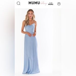 Show Me Your MuMu bridesmaid dress. Tuscany Maxi dress in Blue Steel - size XS